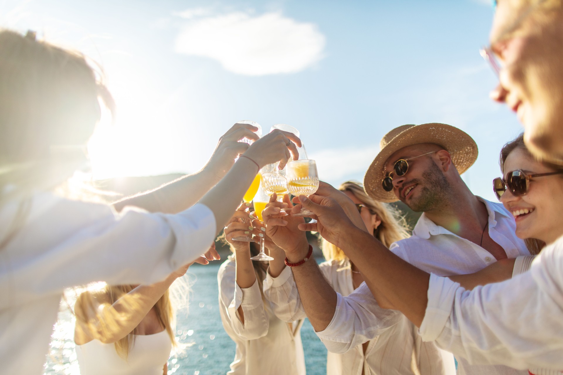 Group of young people spending some great time together on sailing vacation